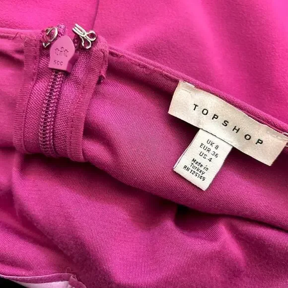 Super Sexy PINK Midi BIG BOW Coquette Stretchy Cocktail Bodycon Dress Size 4 - Picture 6 of 9